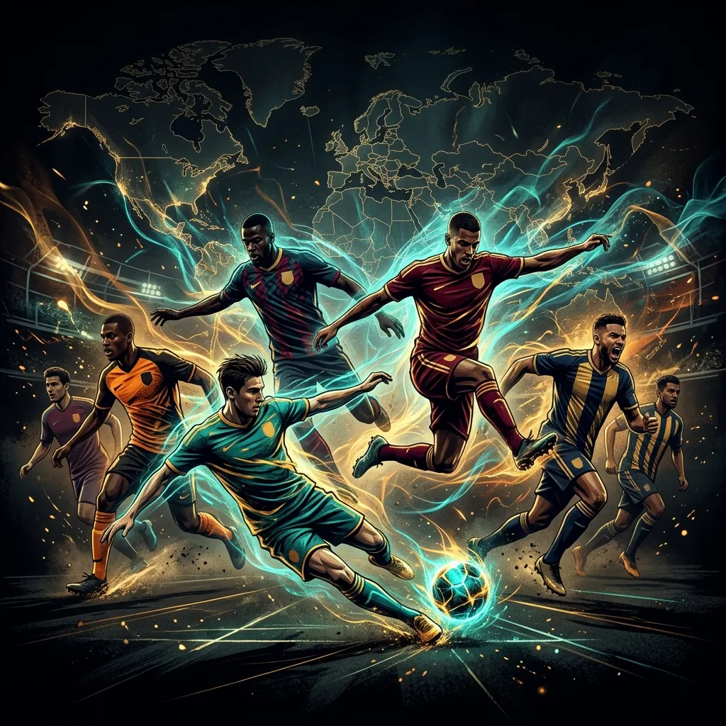 Artistic representation of international football teams competing in the FIFA World Cup 2026
